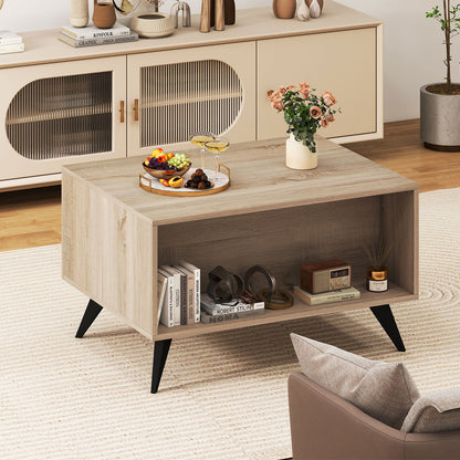 Farmhouse Modern Coffee Table With Storage, Natural Coffee Tables at Gallery Canada