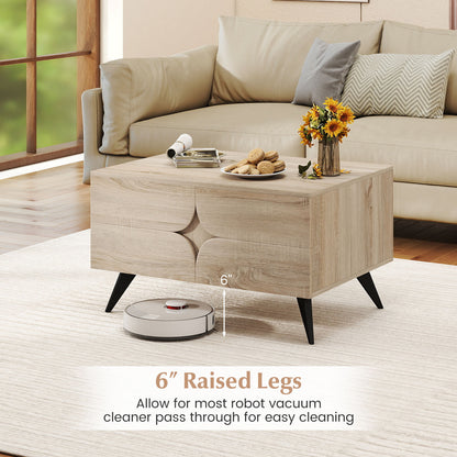 Farmhouse Modern Coffee Table With Storage, Natural Coffee Tables at Gallery Canada