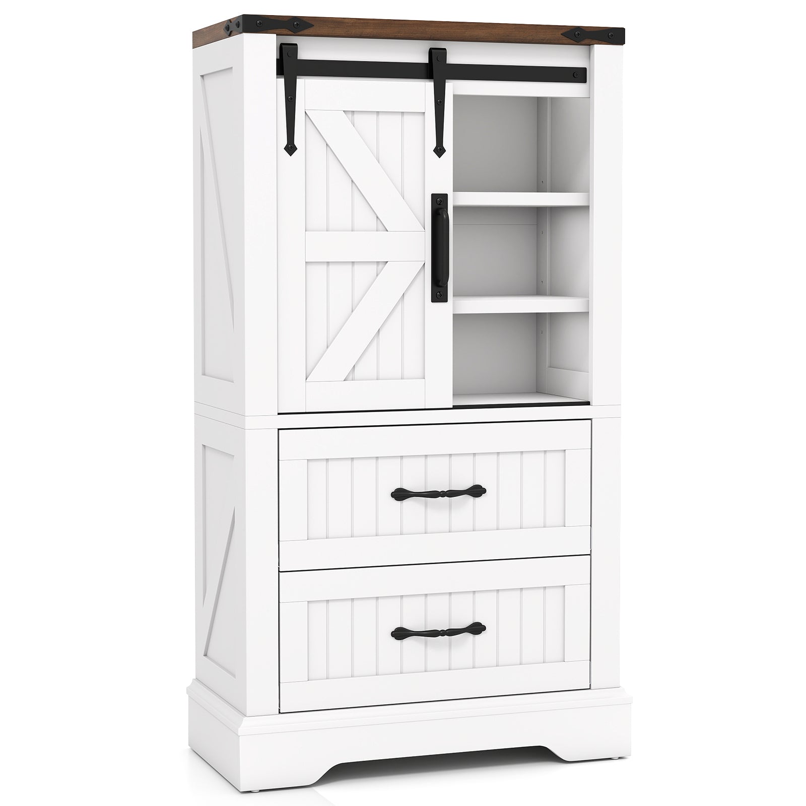 Farmhouse Bathroom Floor Cabinet, Freestanding Wooden Storage Organizer, White Floor Cabinets White at Gallery Canada