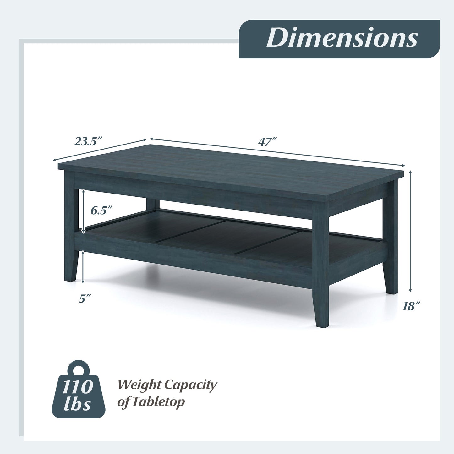 Farmhouse Coffee Table, Rustic Cocktail Center Table, Blue Coffee Tables at Gallery Canada