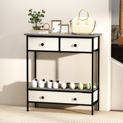 Farmhouse Console Table with Open Storage Shelf for Hallway, Gray Console Tables at Gallery Canada