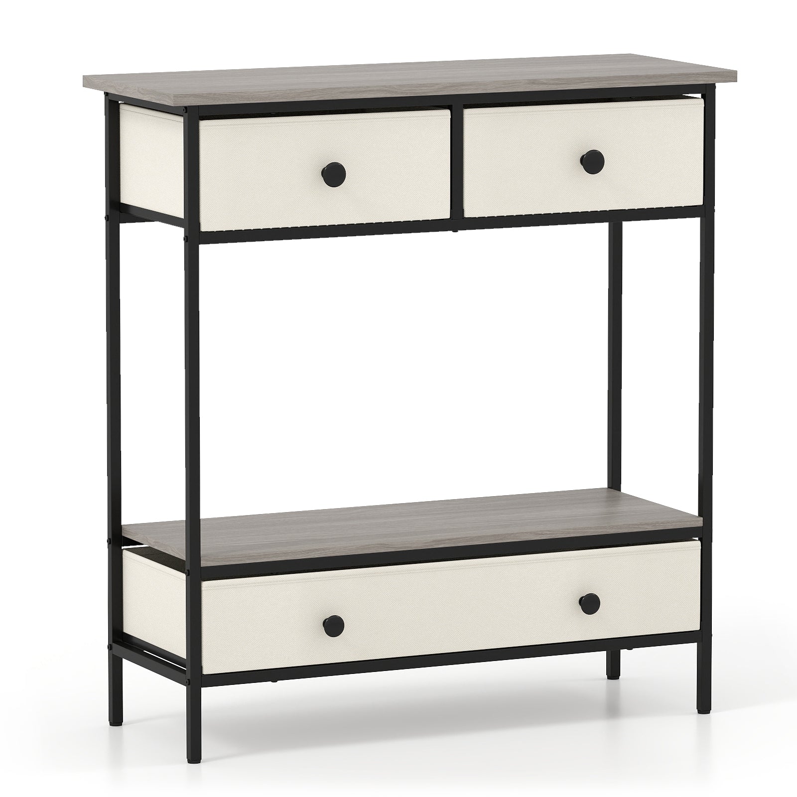 Farmhouse Console Table with Open Storage Shelf for Hallway, Gray Console Tables at Gallery Canada