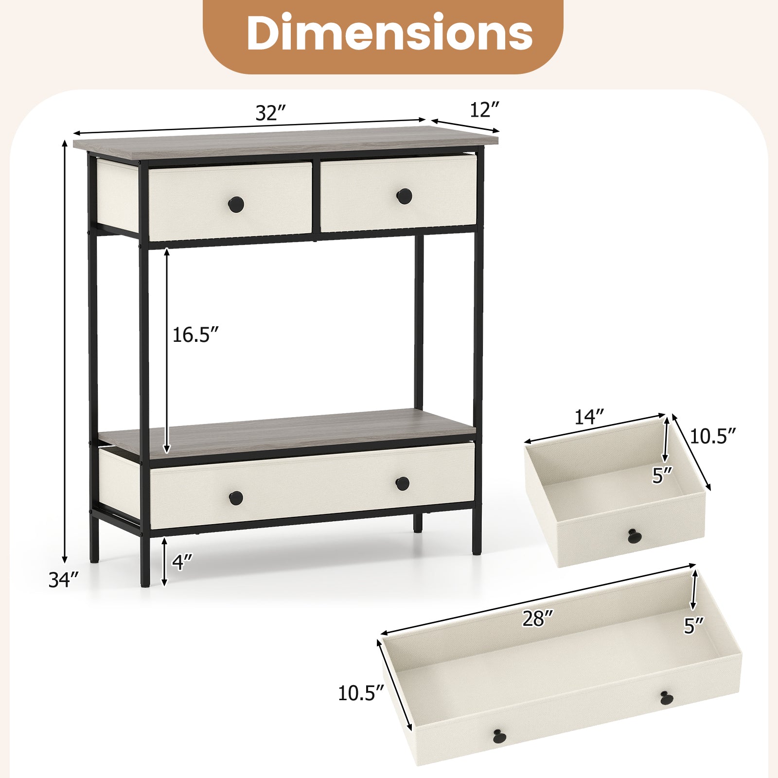 Farmhouse Console Table with Open Storage Shelf for Hallway, Gray Console Tables at Gallery Canada