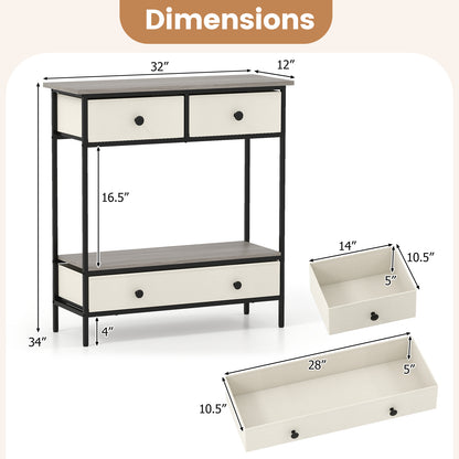 Farmhouse Console Table with Open Storage Shelf for Hallway, Gray Console Tables at Gallery Canada