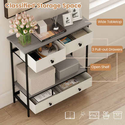 Farmhouse Console Table with Open Storage Shelf for Hallway, Gray Console Tables at Gallery Canada