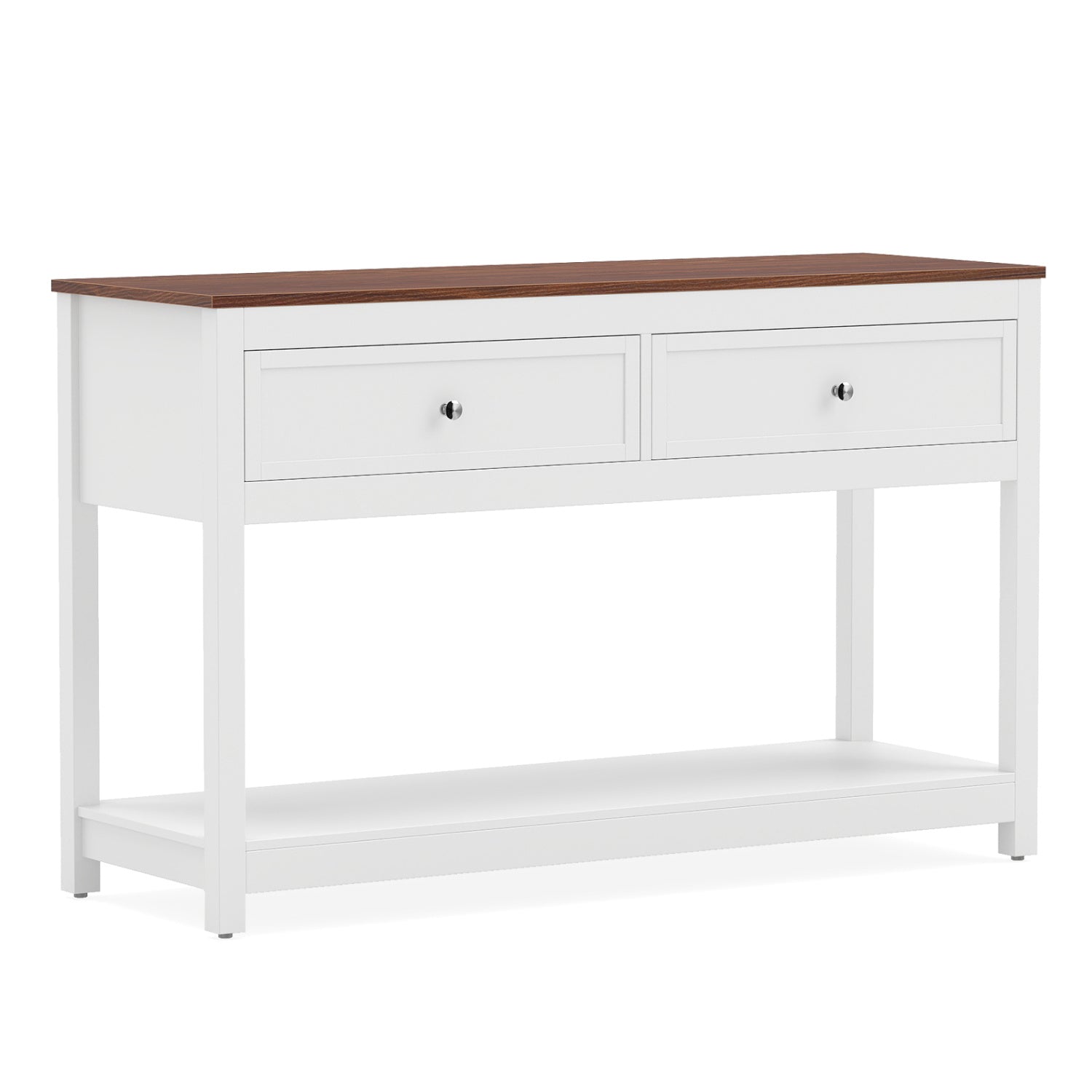 Farmhouse Console Table, 2 Drawers, Shelf, White Console Tables White at Gallery Canada