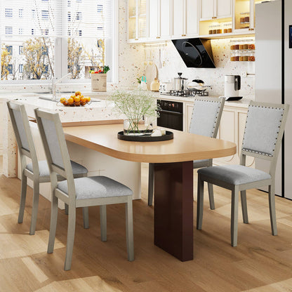 Farmhouse Dining Chair Set, 2 Fabric Upholstered Kitchen Chairs, Gray Dining Chairs at Gallery Canada