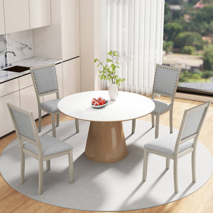 Farmhouse Dining Chair Set, 2 Fabric Upholstered Kitchen Chairs, Gray Dining Chairs at Gallery Canada