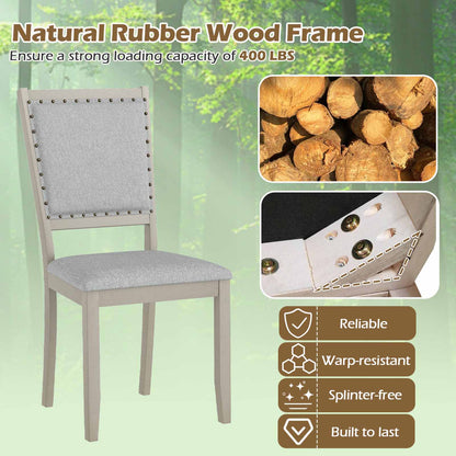 Farmhouse Dining Chair Set, 2 Fabric Upholstered Kitchen Chairs, Gray Dining Chairs at Gallery Canada