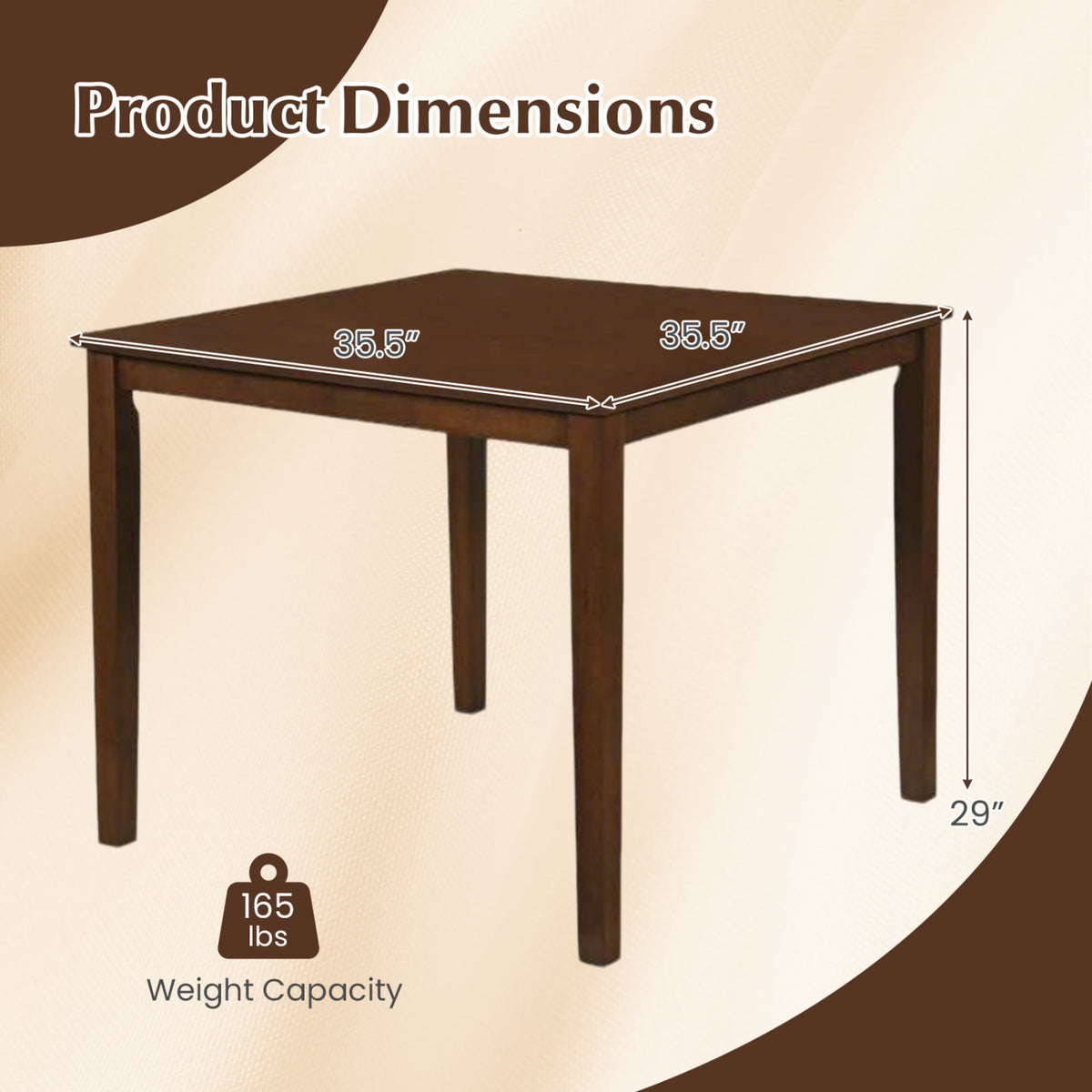 Farmhouse Dining Table, 35" Square, Walnut Dining Tables at Gallery Canada