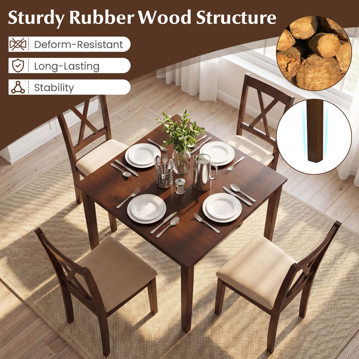 Farmhouse Dining Table, 35" Square, Walnut Dining Tables at Gallery Canada