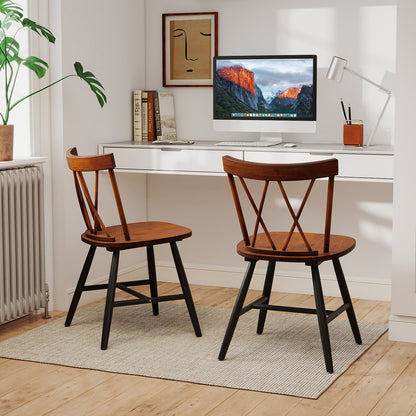 Farmhouse Kitchen Dining Chair Set of 2 with Rubber Wood Frame, Dark Brown Dining Chairs at Gallery Canada