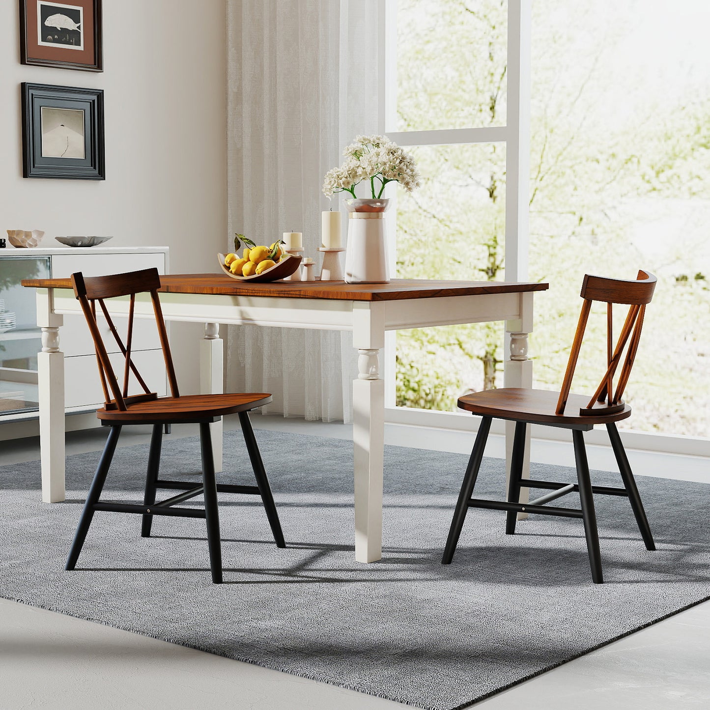 Farmhouse Kitchen Dining Chair Set of 2 with Rubber Wood Frame, Dark Brown Dining Chairs at Gallery Canada
