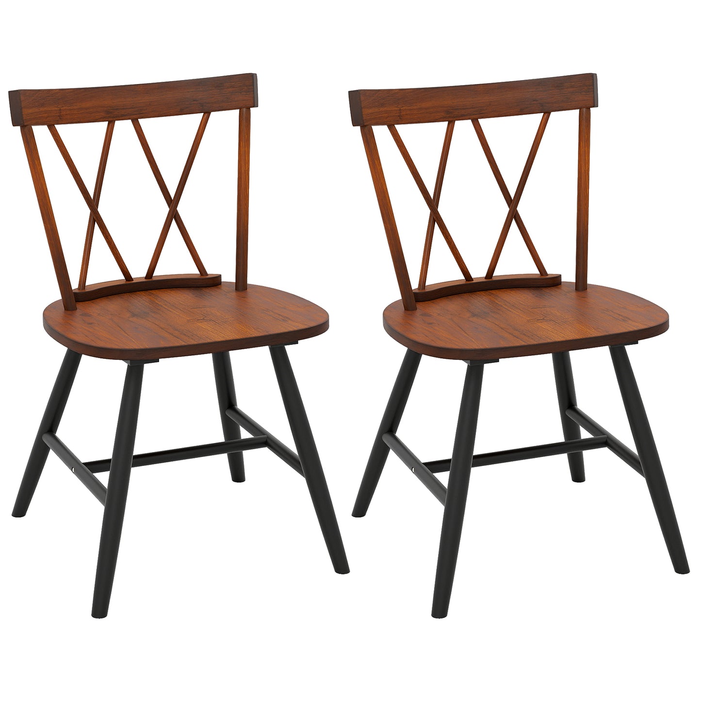 Farmhouse Kitchen Dining Chair Set of 2 with Rubber Wood Frame, Dark Brown Dining Chairs at Gallery Canada