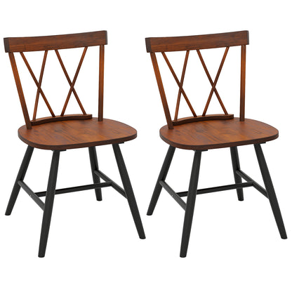 Farmhouse Kitchen Dining Chair Set of 2 with Rubber Wood Frame, Dark Brown Dining Chairs at Gallery Canada