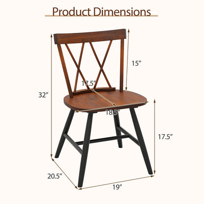 Farmhouse Kitchen Dining Chair Set of 2 with Rubber Wood Frame, Dark Brown Dining Chairs at Gallery Canada