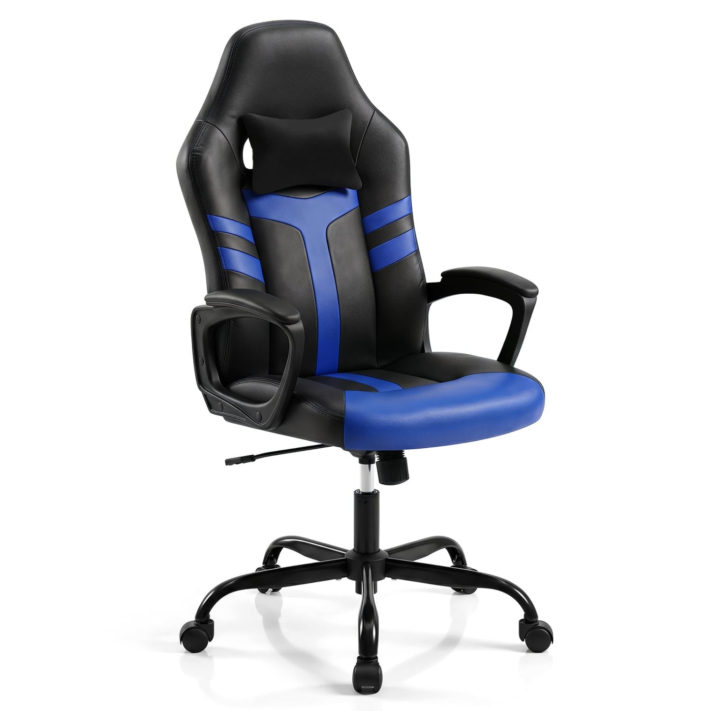 Faux Leather Office Chair with Head Pillow, Rocking Function, Blue Gaming Chairs Blue at Gallery Canada