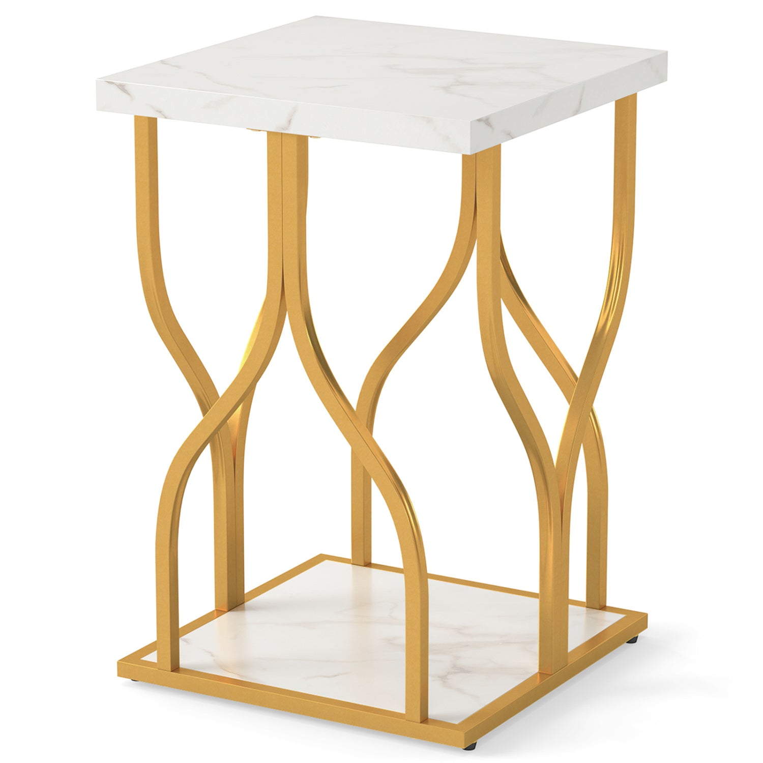 Faux Marble Bedside Night Stand, White Nightstands at Gallery Canada
