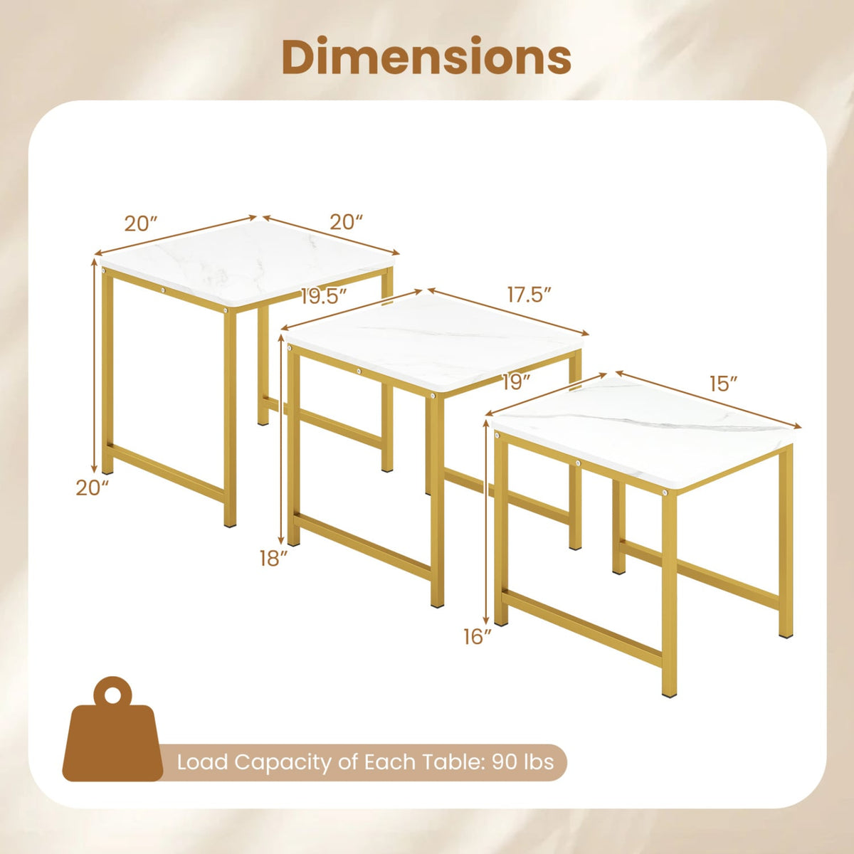 Faux Marble Nesting Table Set of 3, White End & Side Tables at Gallery Canada