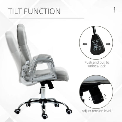 Velvet Office Chair, Button Tufted Desk Chair, Adjustable Height, Grey Executive & Manager Chairs at Gallery Canada