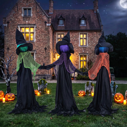 48" Witch Trio Yard Stake, Light-Up Multicolored Heads, Multicolored Halloween Decorations at Gallery Canada