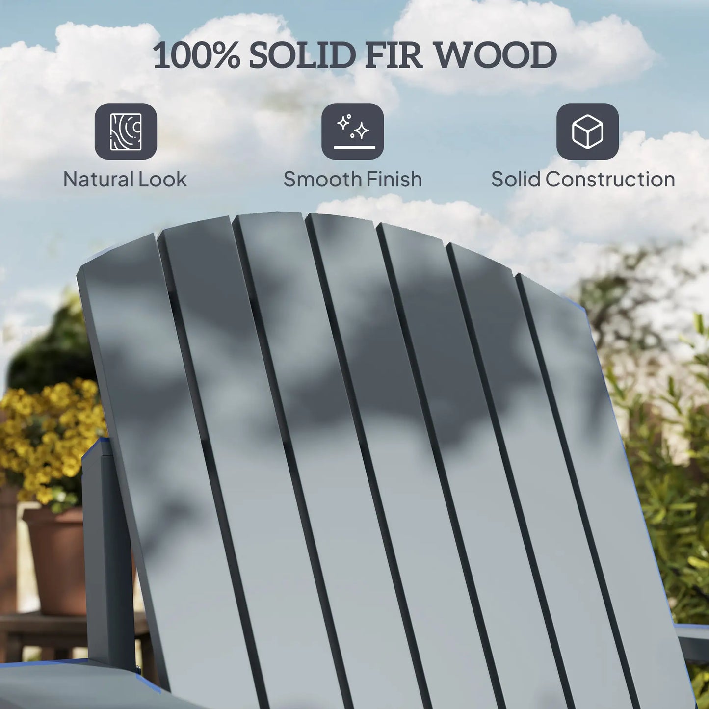 Classic Adirondack Chair, Garden Deck Chair with Cup Holder, Dark Grey Patio Chairs at Gallery Canada