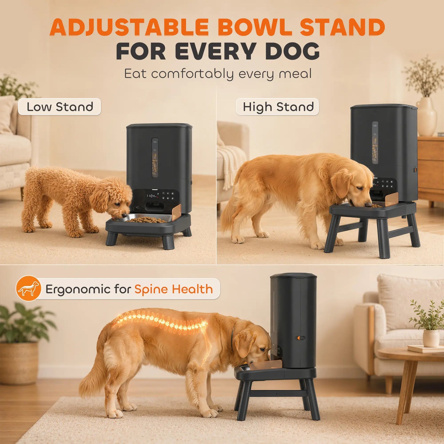 15L/63 Cups Anti-Clog Dog Feeder for Large Breeds