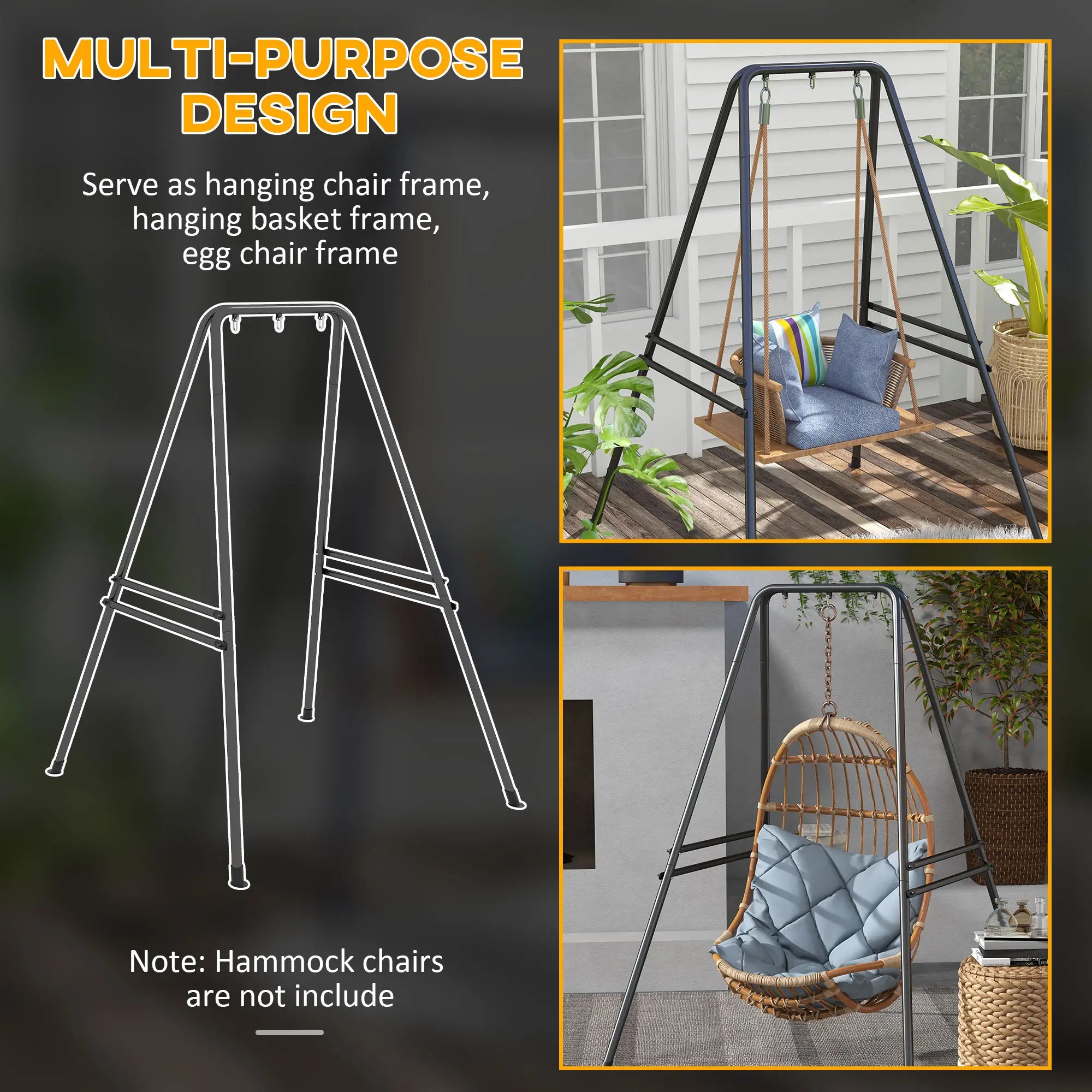 Heavy Duty Metal Hammock Chair Stand, 48.8