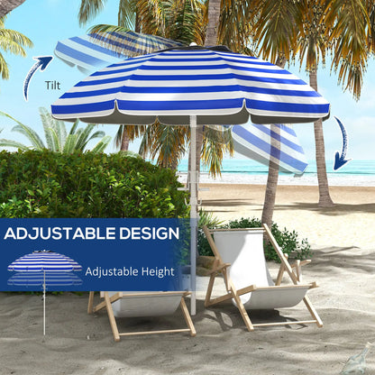 5.7' Travel Beach Umbrella, Adjustable Height, Blue and White Beach Umbrellas at Gallery Canada
