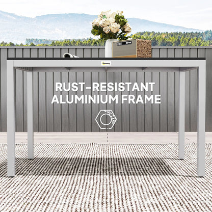 Outdoor Dining Table, 4-6 Seater, Slatted Top, Rust-Resistant Aluminium Frame, Black Patio Dinning Tables at Gallery Canada