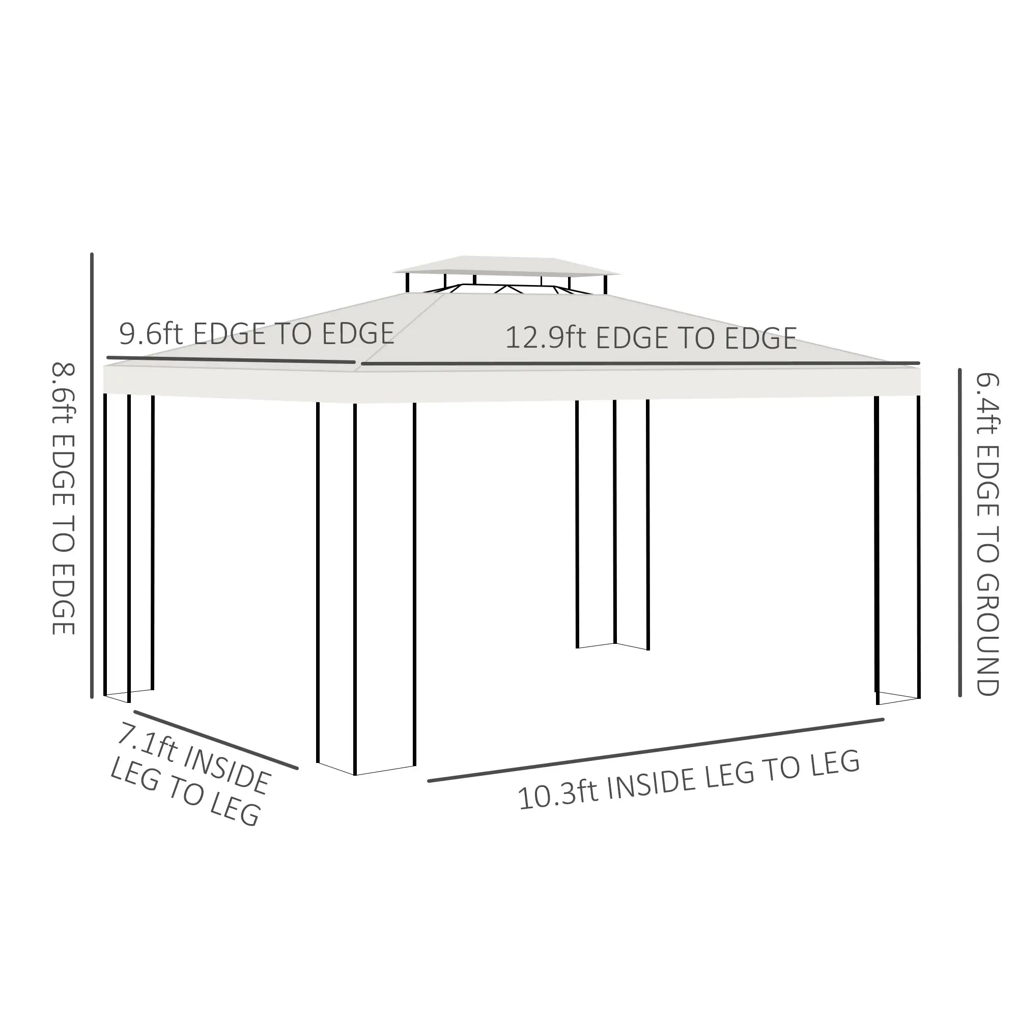 10' x 13' Gazebo, Double Roof Patio Canopy With Screen, White Gazebos at Gallery Canada