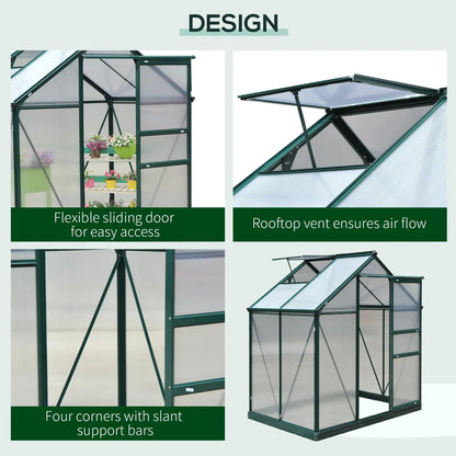 Walk-In Polycarbonate Greenhouse, 6x4 Ft, Slide Door Walk In Greenhouses at Gallery Canada