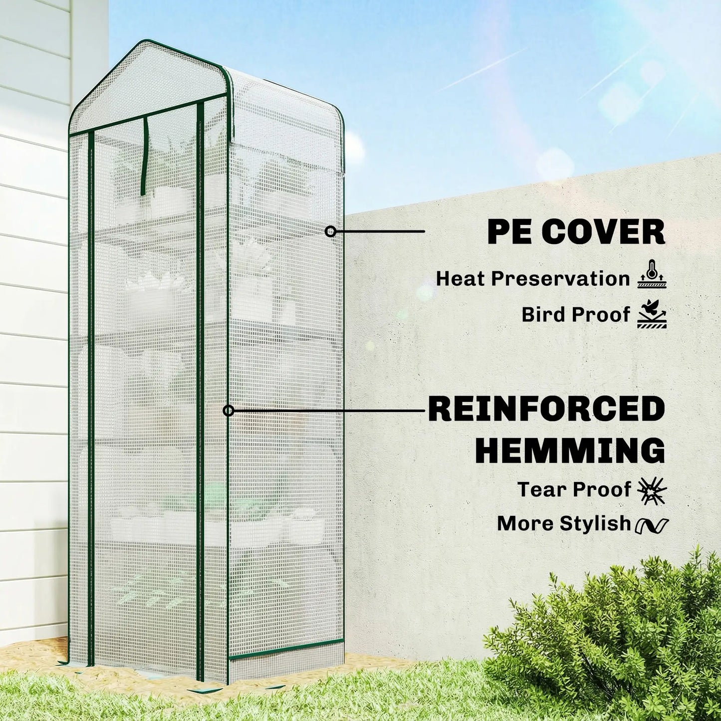 Mini Greenhouse With Screen Roof, 27.6" x 19.7" x 75.6", White Portable Greenhouses at Gallery Canada