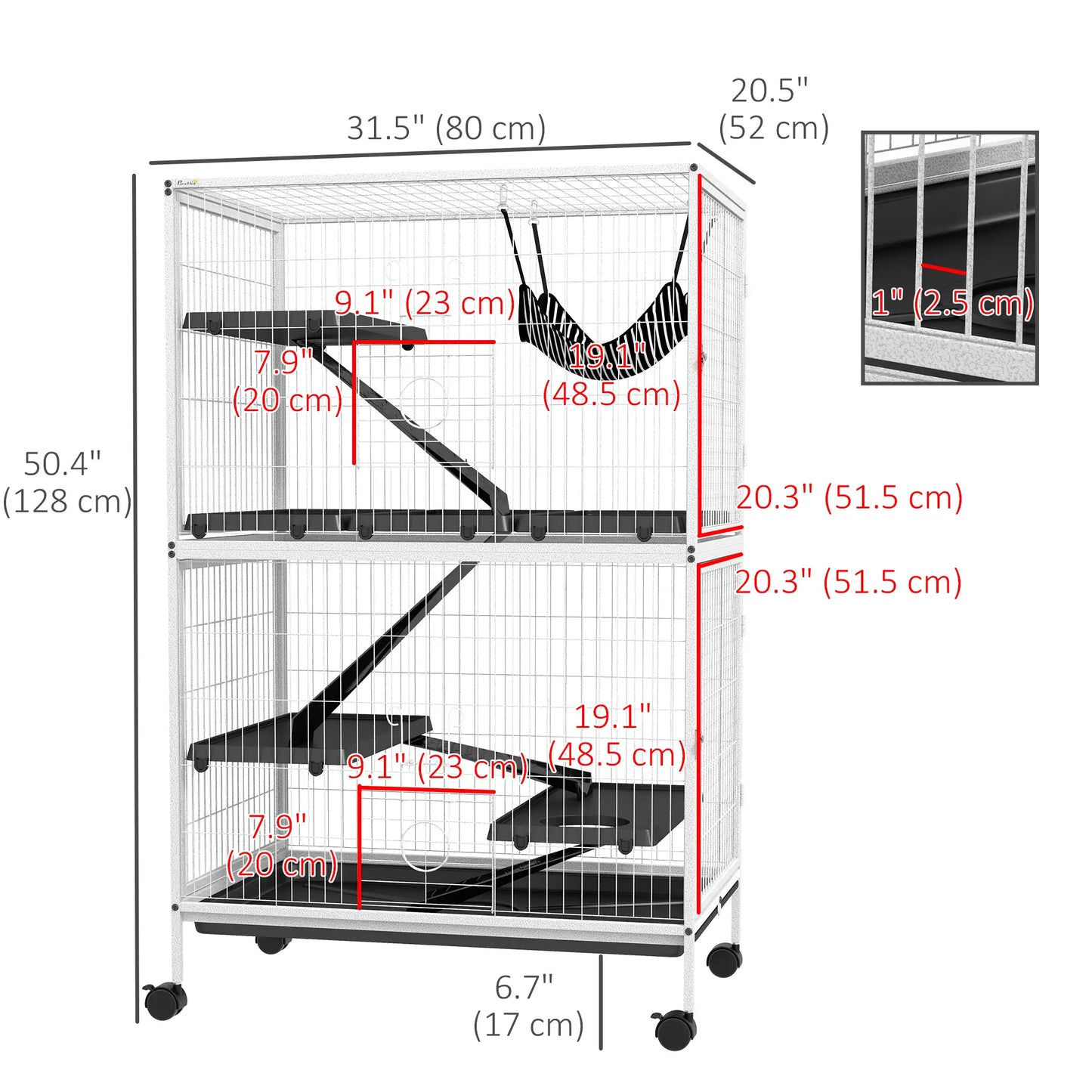 5-Tier Rolling Small Animal Cage, Guinea Pig Ferret Cage, Light Grey Houses & Habitats at Gallery Canada
