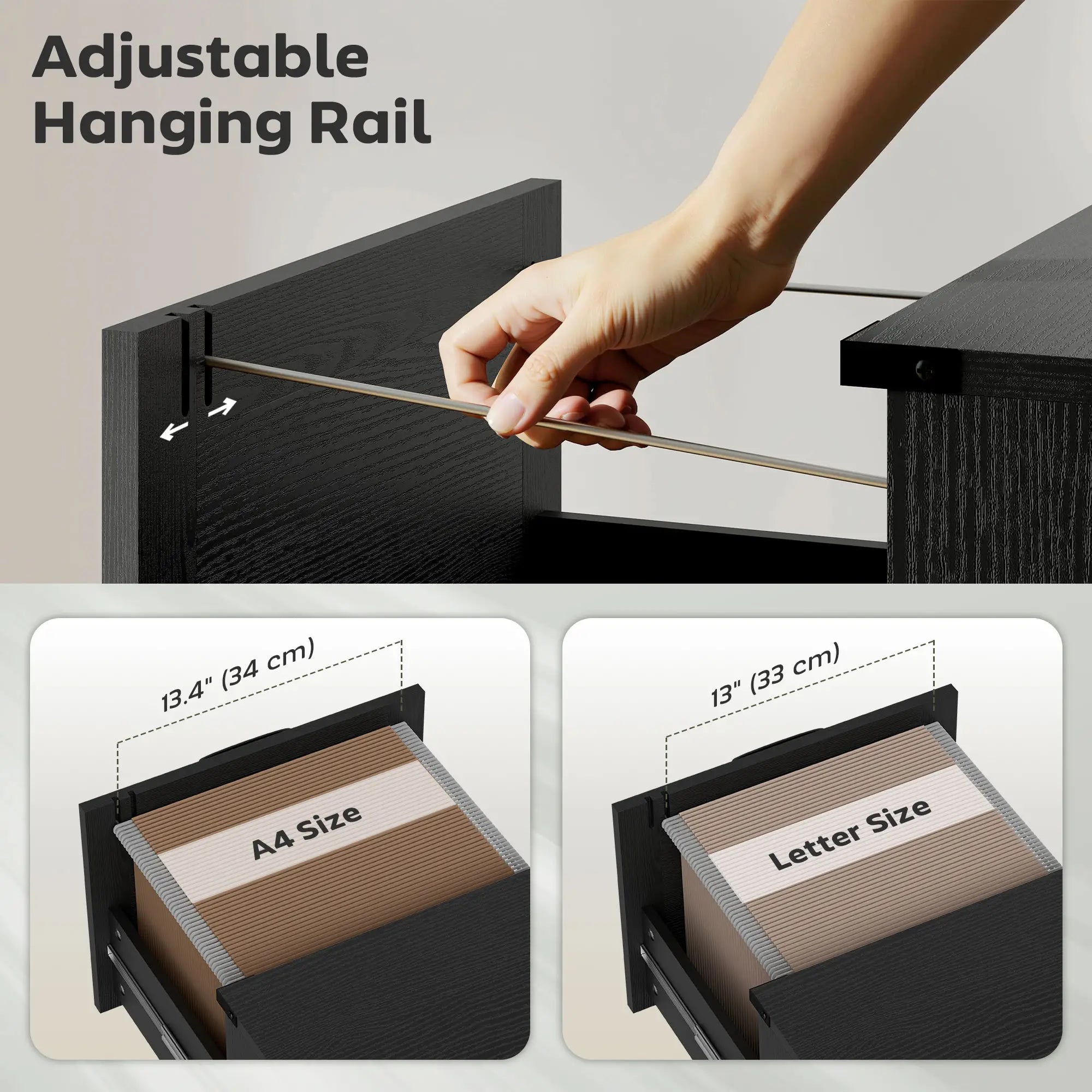 4-Drawer File Cabinet, Vertical Farmhouse, Fits A4, Black Office Cabinets & Cupboards at Gallery Canada
