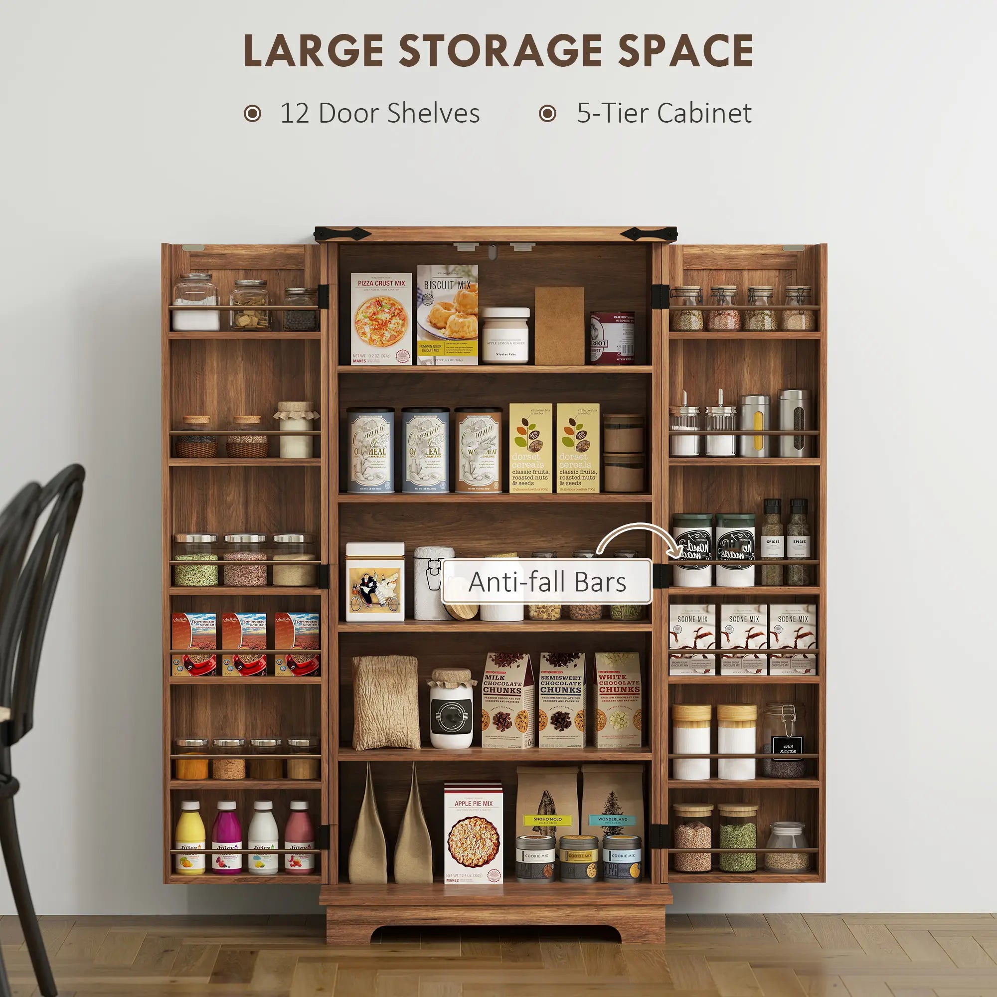 47 Inch Kitchen Pantry Cabinet, Adjustable Shelves, Brown Kitchen Pantry Cabinets at Gallery Canada