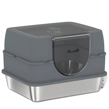 Stainless Steel Cat Litter Box with Lid, High Sided, Scoop Cat Litter Box Enclosures Multi Colour at Gallery Canada