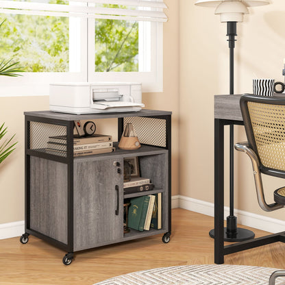 Mobile File Cabinet With Charging Station, Cable Management Hole, Gray File Cabinets at Gallery Canada