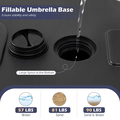 Fillable Umbrella Base, 90 LBS Heavy Duty With 2 Wheels, Black Outdoor Umbrella Bases at Gallery Canada