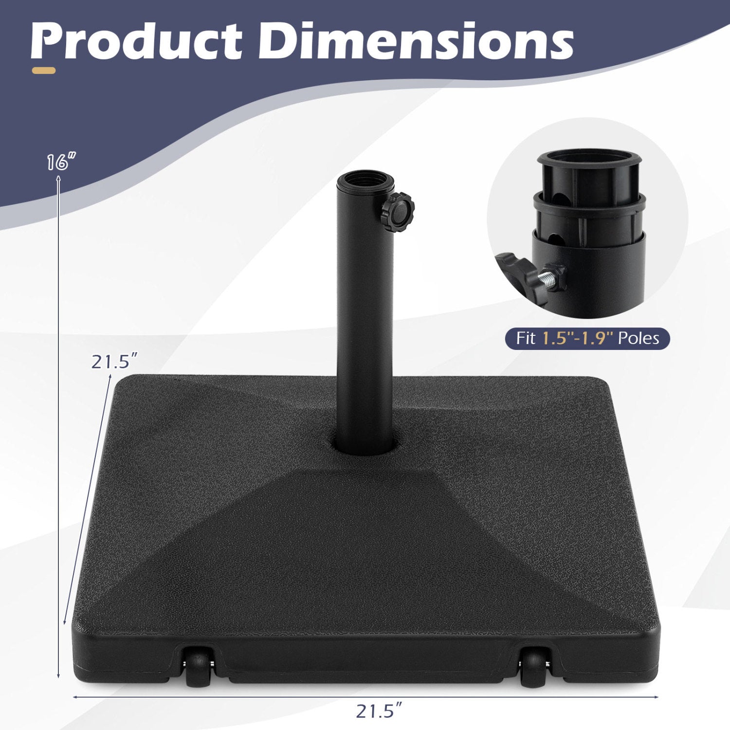 Fillable Umbrella Base, 90 LBS Heavy Duty With 2 Wheels, Black Outdoor Umbrella Bases at Gallery Canada