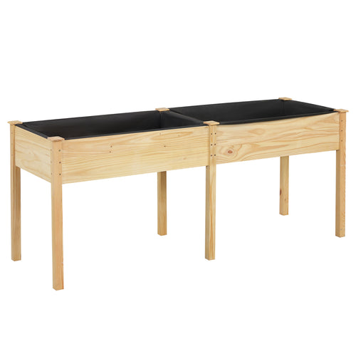 Fir Wood Outdoor Raised Garden Bed, Natural