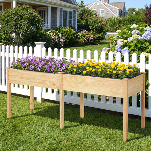Fir Wood Outdoor Raised Garden Bed, Natural