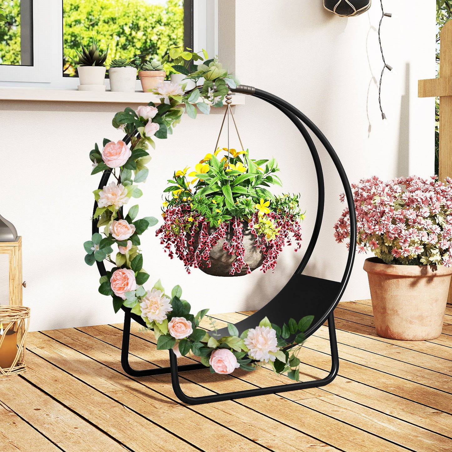 Firewood Log Hoop 20 Inch Round Heavy-duty Metal Curved Log Rack with Stand Log Storage at Gallery Canada