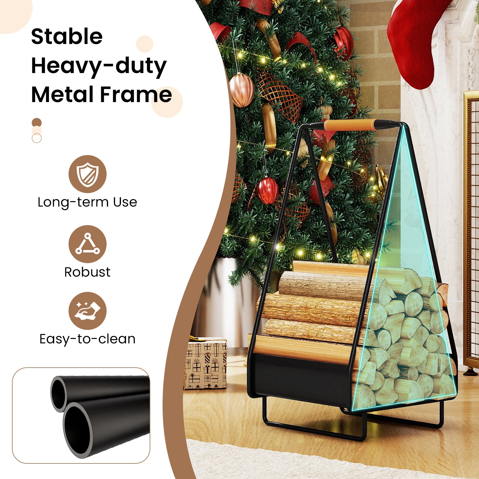 Firewood Storage Rack Heavy-duty Metal Log Holder with Handle and Square Rack Log Storage at Gallery Canada