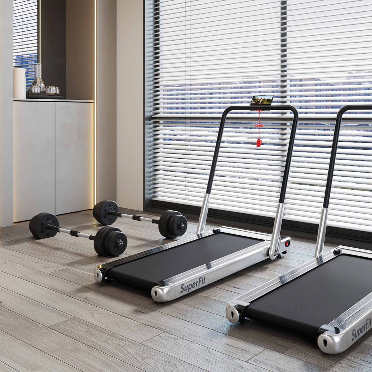 Fitness Room Set: Dumbbell Weight Set+3-in-1 3HP Folding Treadmill Exercise Machines at Gallery Canada
