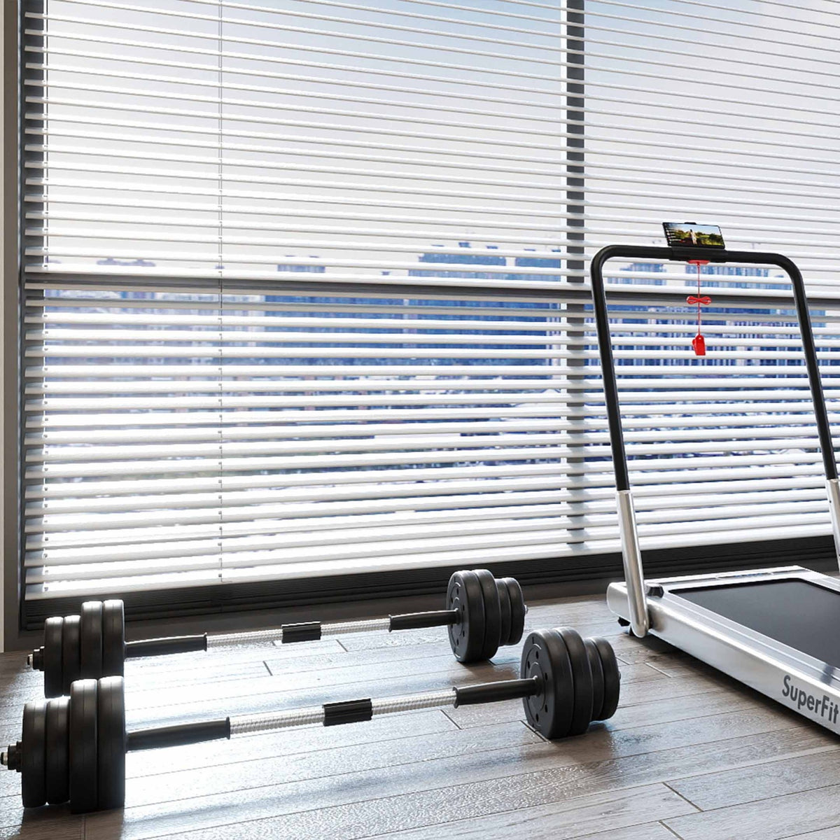Fitness Room Set: Dumbbell Weight Set+3-in-1 3HP Folding Treadmill Exercise Machines at Gallery Canada