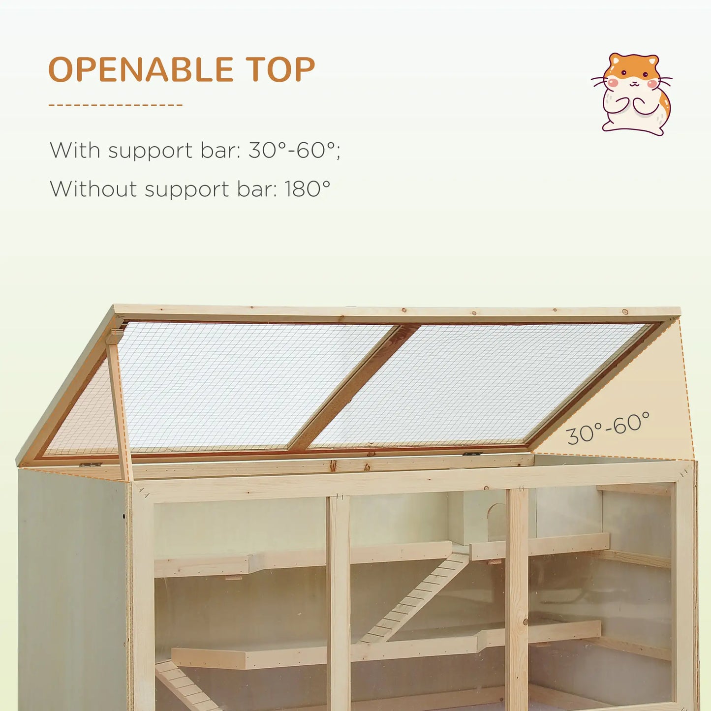 Wooden Hamster Cage with Slide, Tray, Natural Wood Hamster Cages at Gallery Canada