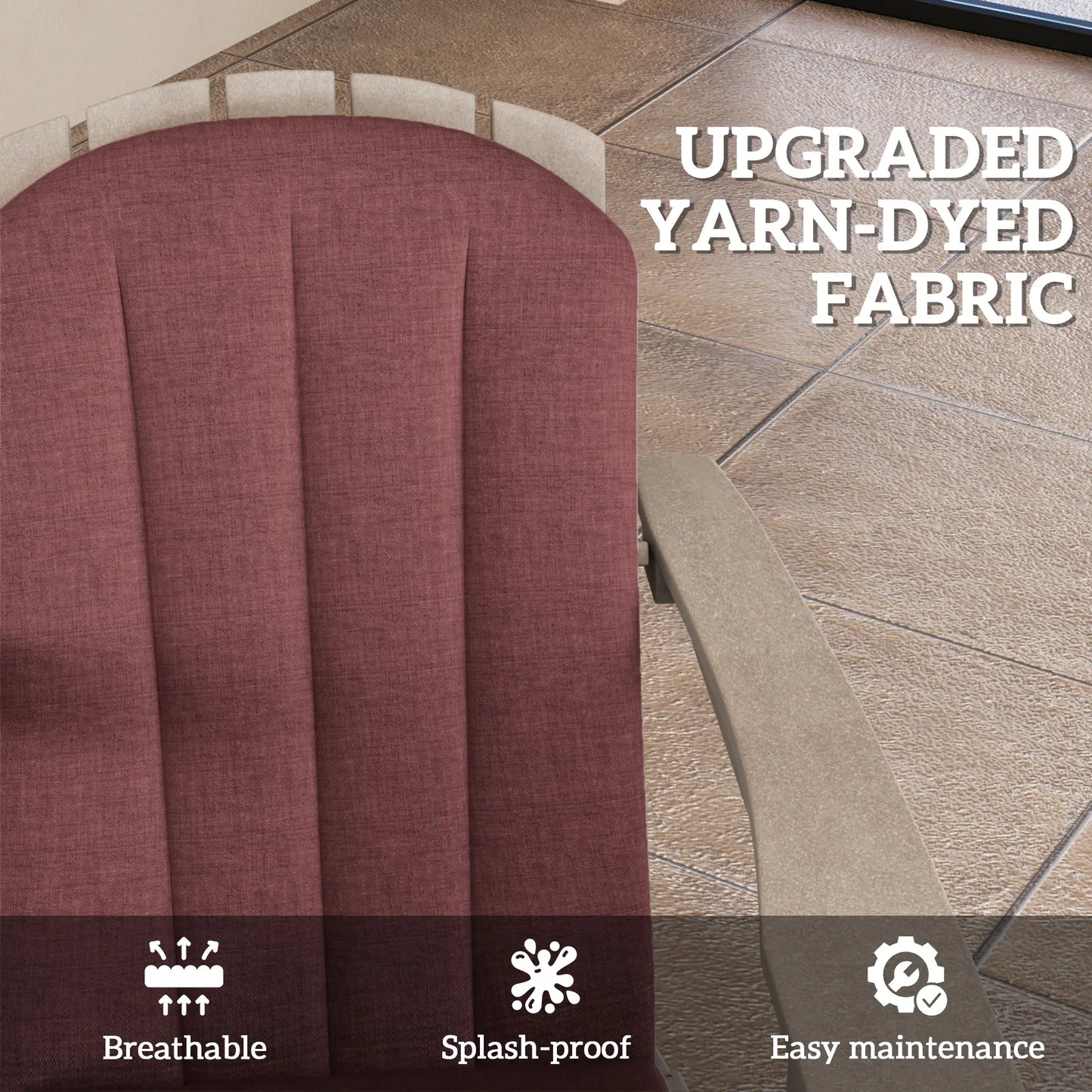Set of 2 Patio Chair Cushions, High Back Adirondack, High-Density Foam, Wine Red Patio Chair Cushions at Gallery Canada