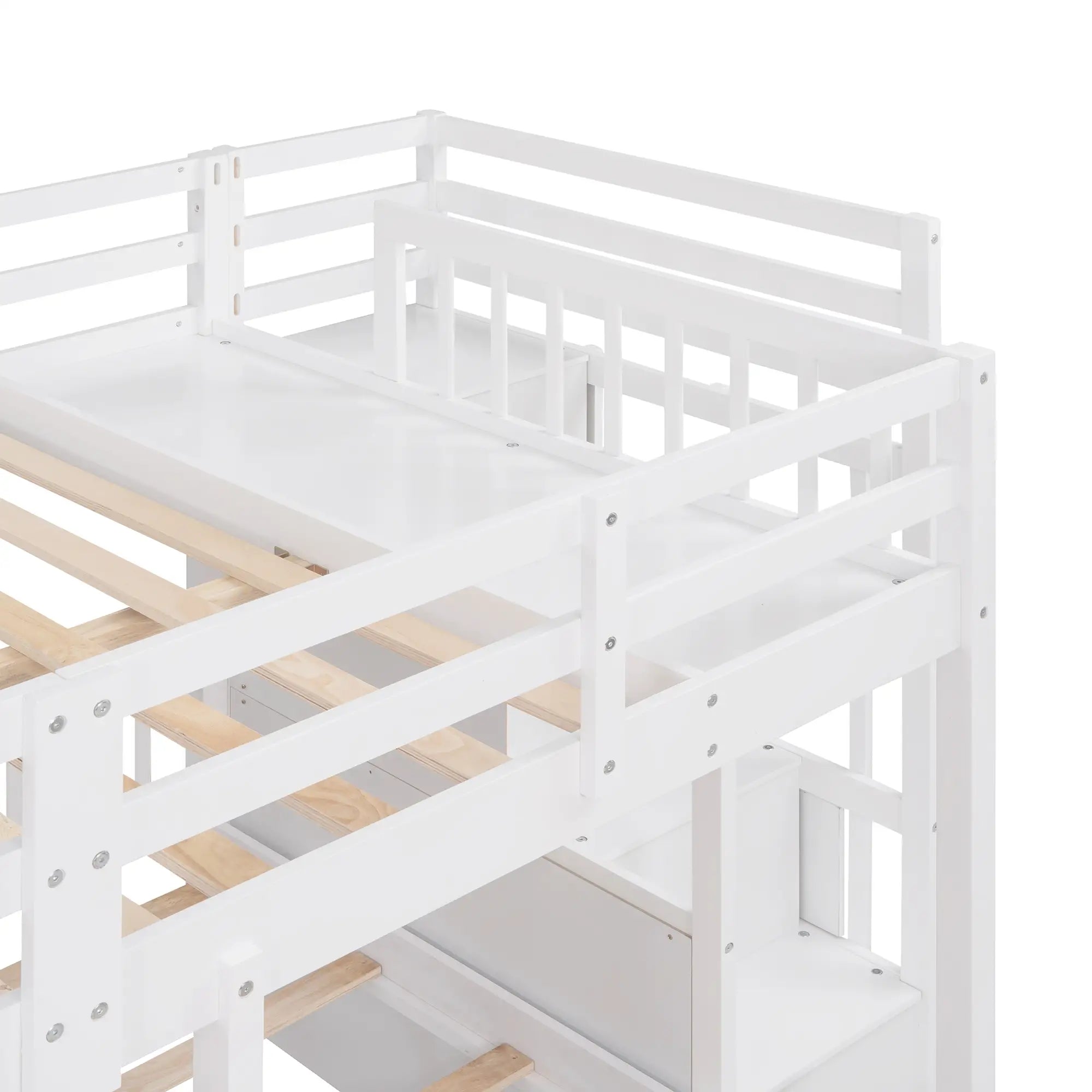 Twin Triple Bunk Bed with Storage Drawers, Pine Wood Frame, 115