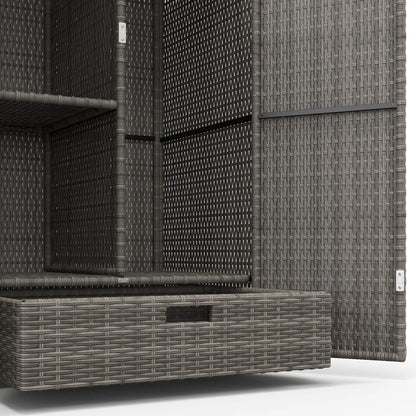 Wicker Outdoor Storage Cabinet, 2-Door Rattan, Dark Grey Patio Storage Boxes at Gallery Canada